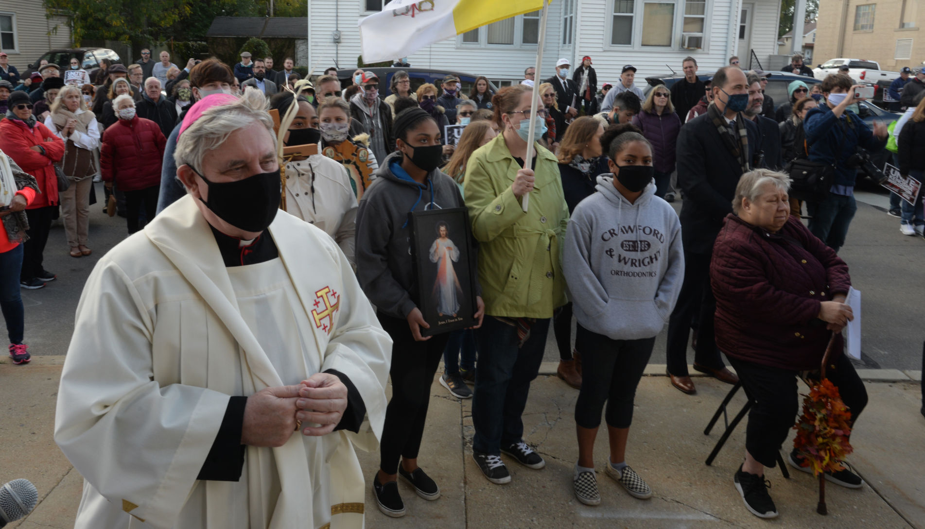 Archbishop and crowd